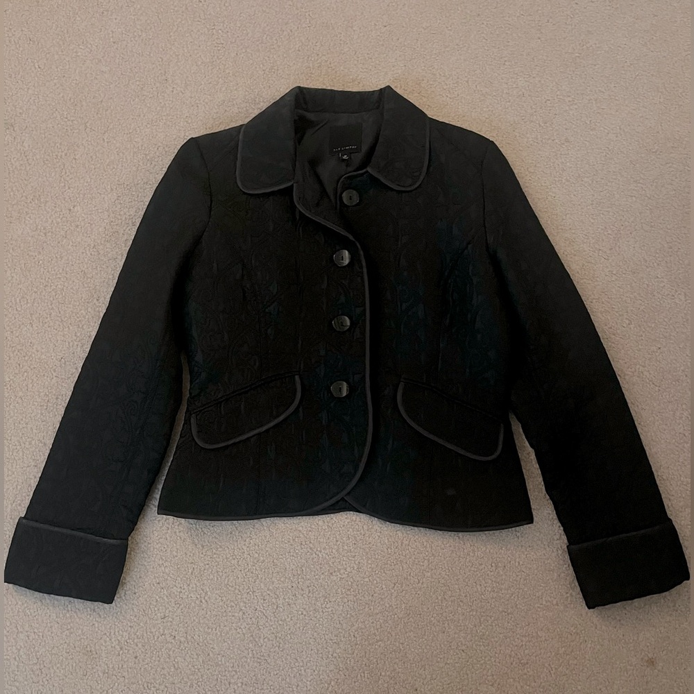 The Limited retro black fitted jacket with embroidered pattern